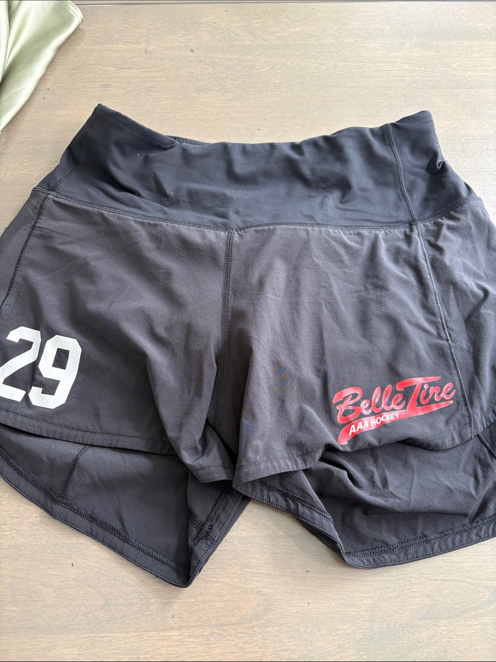 Black Women's Athletic Shorts with Red Logo Lululemon